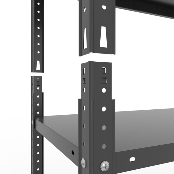 Стеллаж металлический 180х90х40 см ЧЕРНЫЙ 5 полок из металла РУНА для дома, кладовки, кухни -
                                                        Фото 2